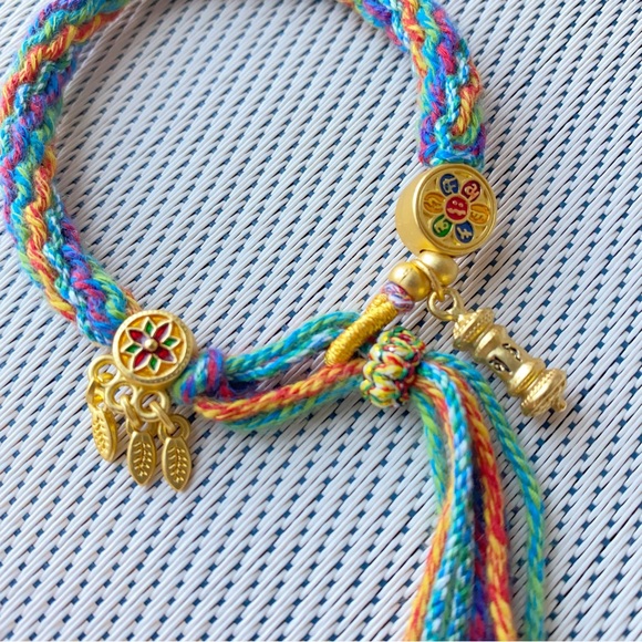Handmade Tibetan Colorful Reincarnation Braided Knot String Bracelet - Picture 3 of 7
